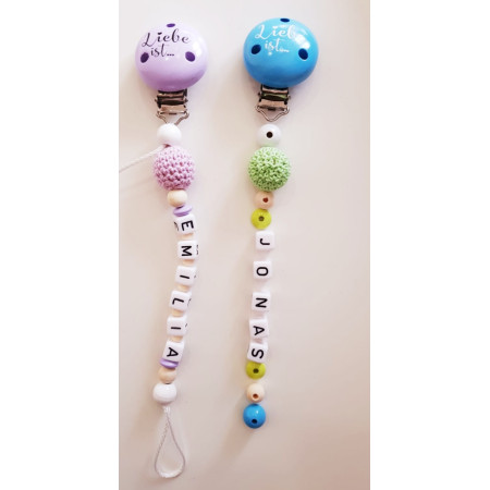 Schnullerkette mit Wunschmotiv auf Anfrage 